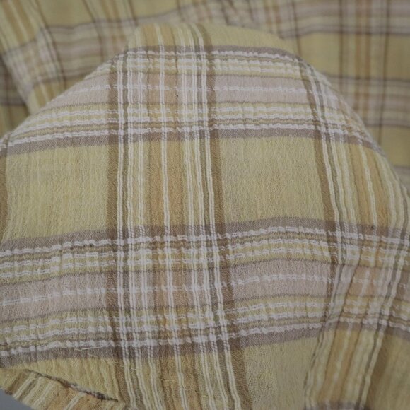 Sundance Popover Shirt Women M Yellow Boho Preppy Academia Coastal Cruise Resort - Picture 8 of 15